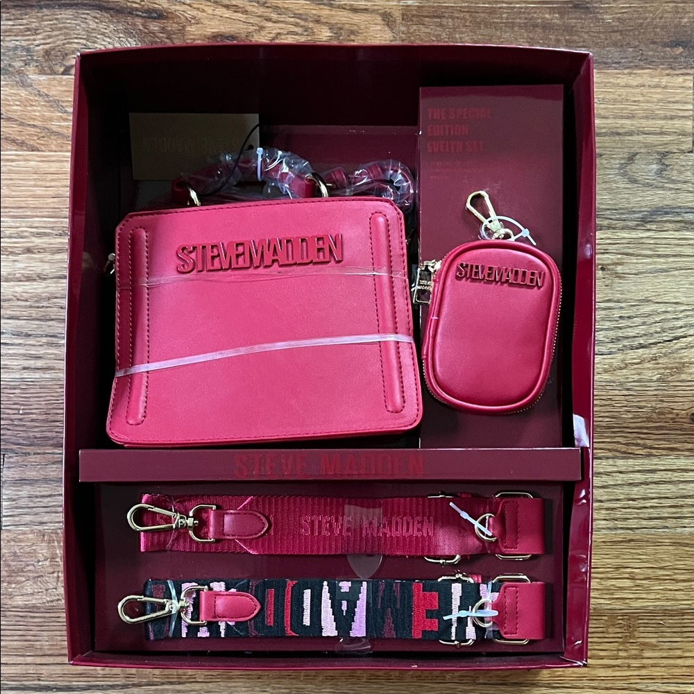 Steve Madden Vibrant Red Bag and Accessory Set
